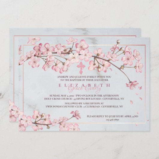 さくらんぼの花が宗教に結びつく 招待状 (正面/裏面)