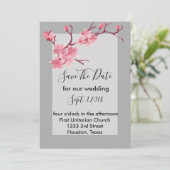 さくらんぼの花が日付を保存 招待状 (スタンド正面)