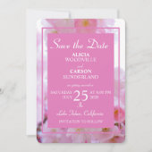 さくらんぼの花が日付を保存 招待状 (正面)