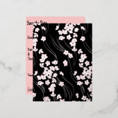 さくらんぼの花が日付を保存 箔シーズンポストカード (正面/裏面)