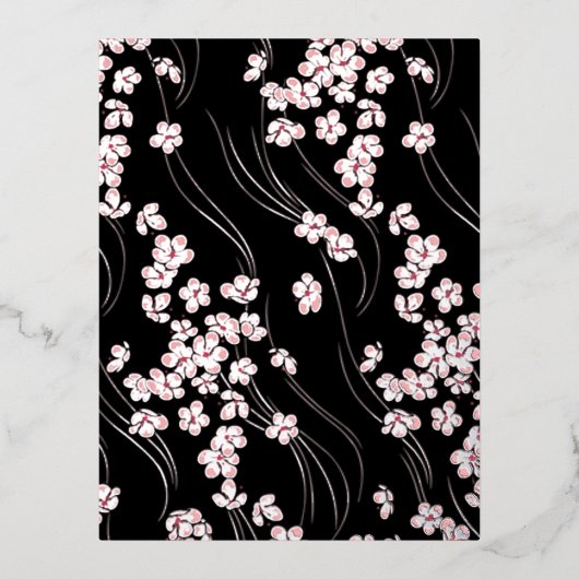 さくらんぼの花が日付を保存 箔シーズンポストカード (正面)