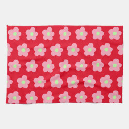 さくらんぼの花が赤 キッチンタオル