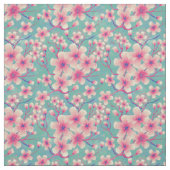 さくらんぼの花が青 ファブリック (見本)