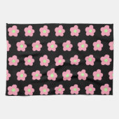 さくらんぼの花が黒 キッチンタオル (横)