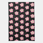 さくらんぼの花が黒 キッチンタオル (縦)