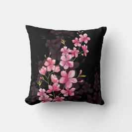 さくらんぼの花が黒 クッション