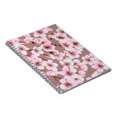 さくらんぼの花で作られた水色の継ぎ目のない模様 ノートブック (右側)