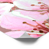 さくらんぼの花で作られた水色の継ぎ目のない模様 ポスター (角)