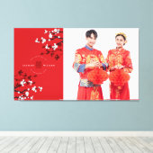 さくらんぼの花とダブル結婚ハピネスの写真 キャンバスプリント (インサイチュ (ウッドフロア))