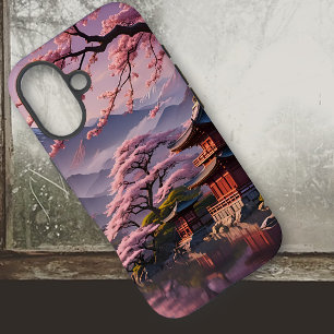 さくらんぼの花とパゴダiPhone 16ケース iPhone 16ケース