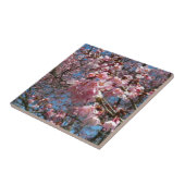 さくらんぼの花とビーピンク春の花 タイル (側面)