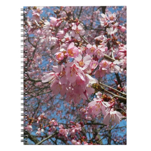 さくらんぼの花とビーピンク春の花 ノートブック (正面)
