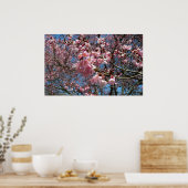 さくらんぼの花とビーピンク春の花 ポスター (キッチン)