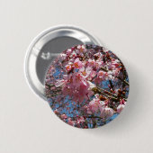 さくらんぼの花とビーピンク春の花 缶バッジ (正面&裏面)