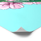 さくらんぼの花とピンクの蝶のポスター ポスター (角)