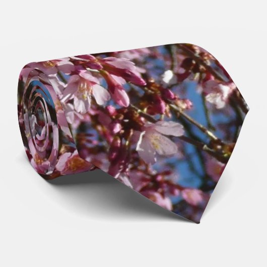 さくらんぼの花とブルースカイ春フローラ ネクタイ (ロール)