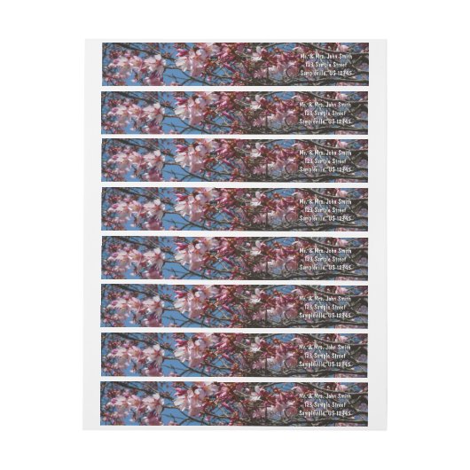 さくらんぼの花とブルースカイ春フローラ ラップアラウンドラベル (シート)