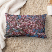 さくらんぼの花とブルースカイ春フローラ ランバークッション (ブランケット)