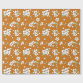 さくらんぼの花とミツバチの琥珀のシームレス ラッピングペーパー (フラット)