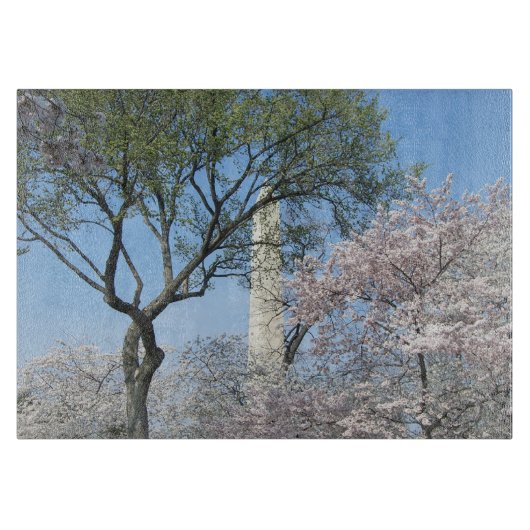 さくらんぼの花とワシントンのモニュメント カッティングボード (正面)