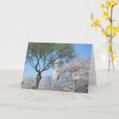 さくらんぼの花とワシントンのモニュメント カード (黄色い花)