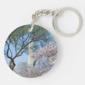 さくらんぼの花とワシントンのモニュメント キーホルダー (裏面)