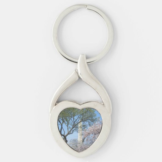 さくらんぼの花とワシントンのモニュメント キーホルダー (正面)