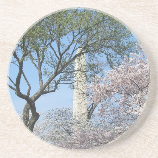 さくらんぼの花とワシントンのモニュメント コースター (正面)