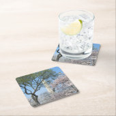 さくらんぼの花とワシントンのモニュメント スクエアペーパーコースター (インサイチュ)