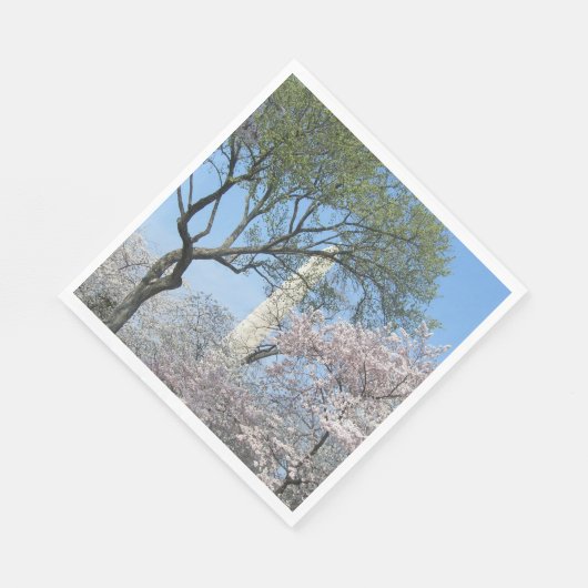 さくらんぼの花とワシントンのモニュメント スタンダードランチョンナプキン (角)