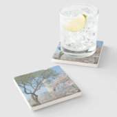 さくらんぼの花とワシントンのモニュメント ストーンコースター (横)