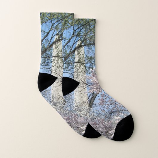 さくらんぼの花とワシントンのモニュメント ソックス (ペア)