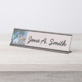 さくらんぼの花とワシントンのモニュメント デスクネームプレート (正面)