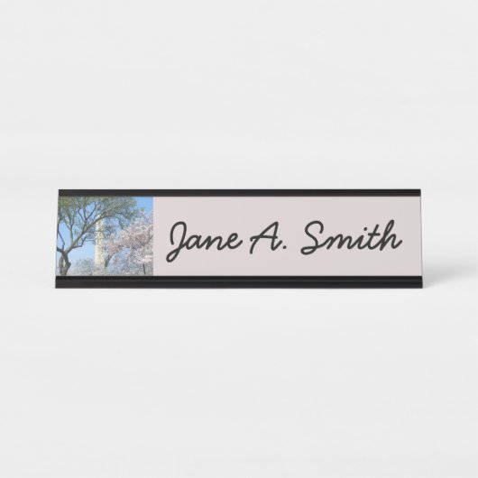 さくらんぼの花とワシントンのモニュメント デスクネームプレート (正面)