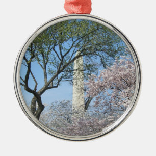 さくらんぼの花とワシントンのモニュメント メタルオーナメント