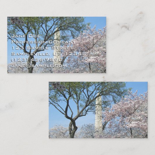 さくらんぼの花とワシントンのモニュメント 名刺 (正面/裏面)