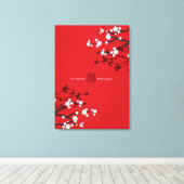 さくらんぼの花と二重の幸福中国の結婚の キャンバスプリント (インサイチュ (ウッドフロア))
