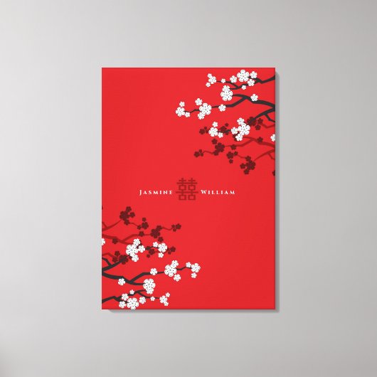さくらんぼの花と二重の幸福中国の結婚の キャンバスプリント (正面)