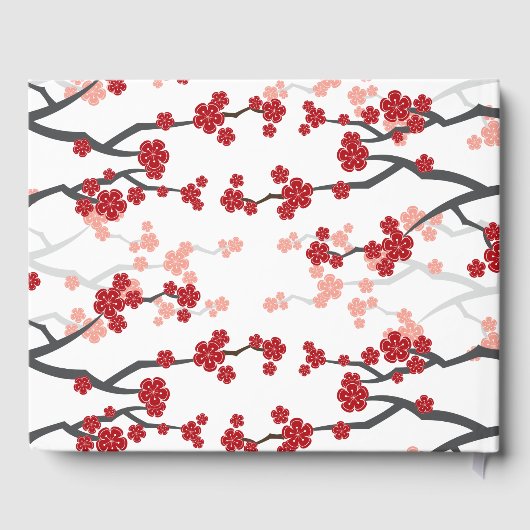 さくらんぼの花と二重の幸福中国の結婚の ゲストブック (裏面)