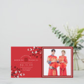 さくらんぼの花と二重の幸福中国の結婚の サンキューカード (スタンド正面)