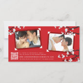 さくらんぼの花と二重の幸福中国の結婚の サンキューカード (裏面)