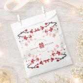 さくらんぼの花と二重の幸福中国の結婚の フェイバーバッグ (クリップ留めされた状態)