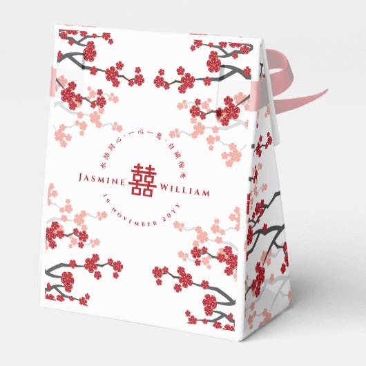 さくらんぼの花と二重の幸福中国の結婚の フェイバーボックス (裏面サイド)