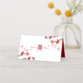さくらんぼの花と二重の幸福中国の結婚の プレイスカード (裏面)