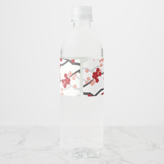 さくらんぼの花と二重の幸福中国の結婚の ペットボトルラベル (裏面)