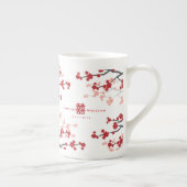 さくらんぼの花と二重の幸福中国の結婚の ボーンチャイナマグカップ (右)