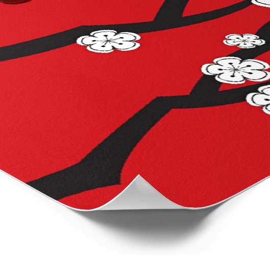 さくらんぼの花と二重の幸福中国の結婚の ポスター (角)