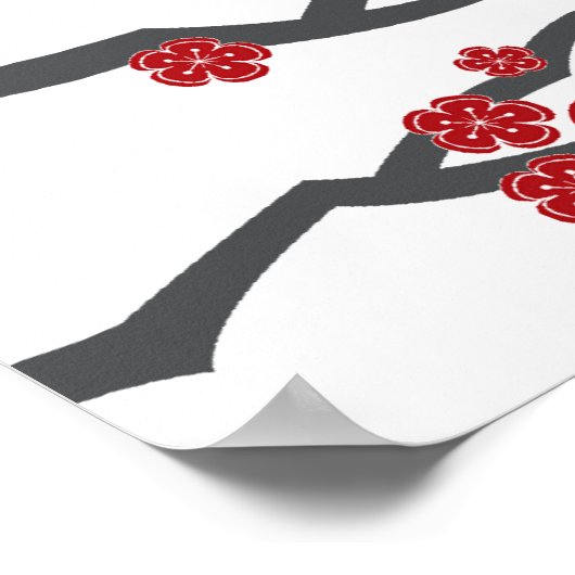 さくらんぼの花と二重の幸福中国の結婚の ポスター (角)