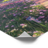 さくらんぼの花と伝統的寺 ポスター (角)