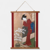 さくらんぼの花と女性、春正 吊り下げ型タペストリー (正面)